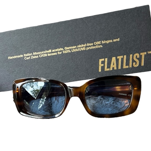 🌻NEW w/tags Flatlist Eazy Brown Tortoise Blue Tint Eyewear | Atmos - Picture 4 of 12